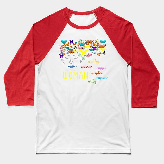 Floral Feminist Butterfly Lover Women's Motivation Baseball T-Shirt by Girl Gang Leader